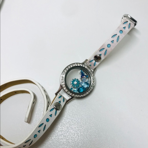 Origami Owl White Leather Wrap Bracelet 6”-7 1/4" - Picture 7 of 11